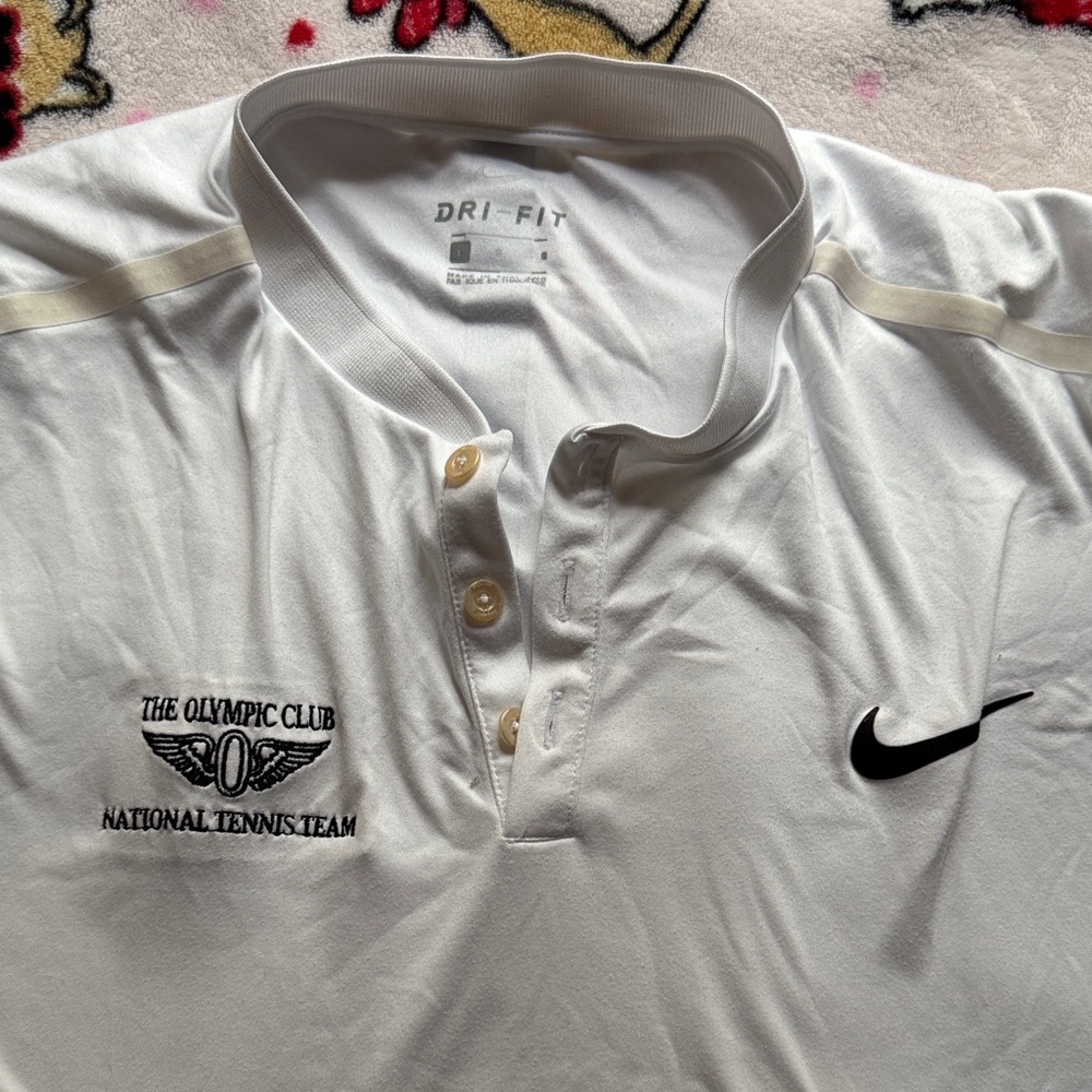 Nike White Men's Polo Shirt with Black Logo - Picture 2 of 6